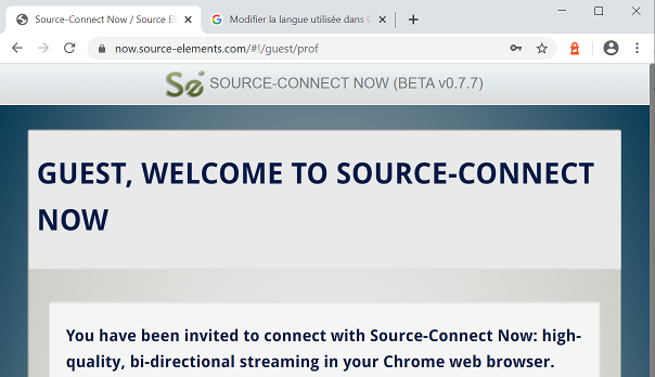 Page invité de Source Connect Now